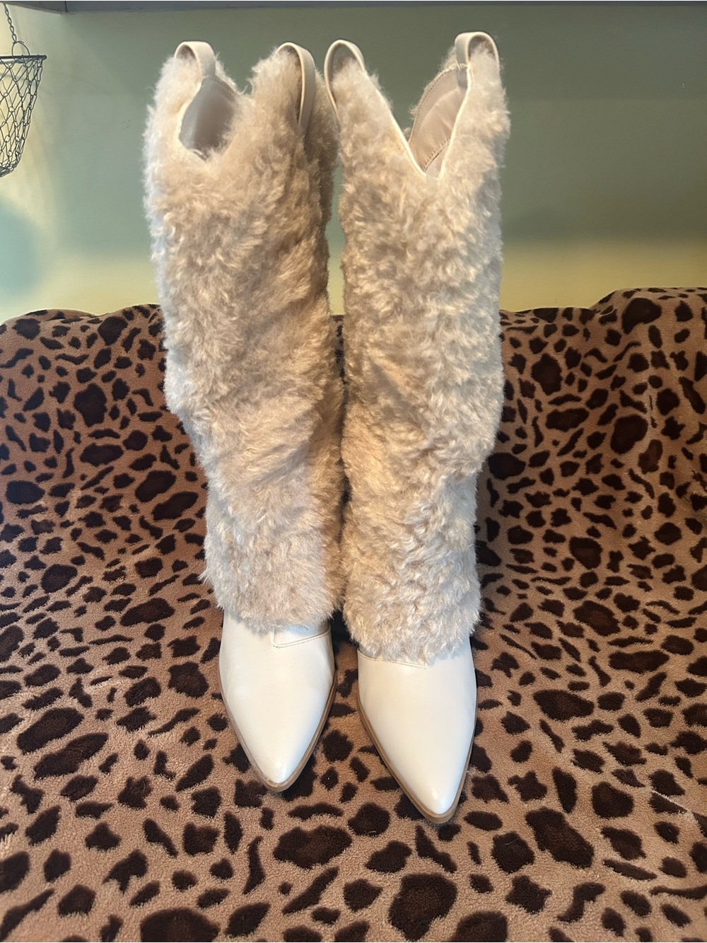 Cape Robbin Taupe Faux Fur Knee-High Heeled Boots